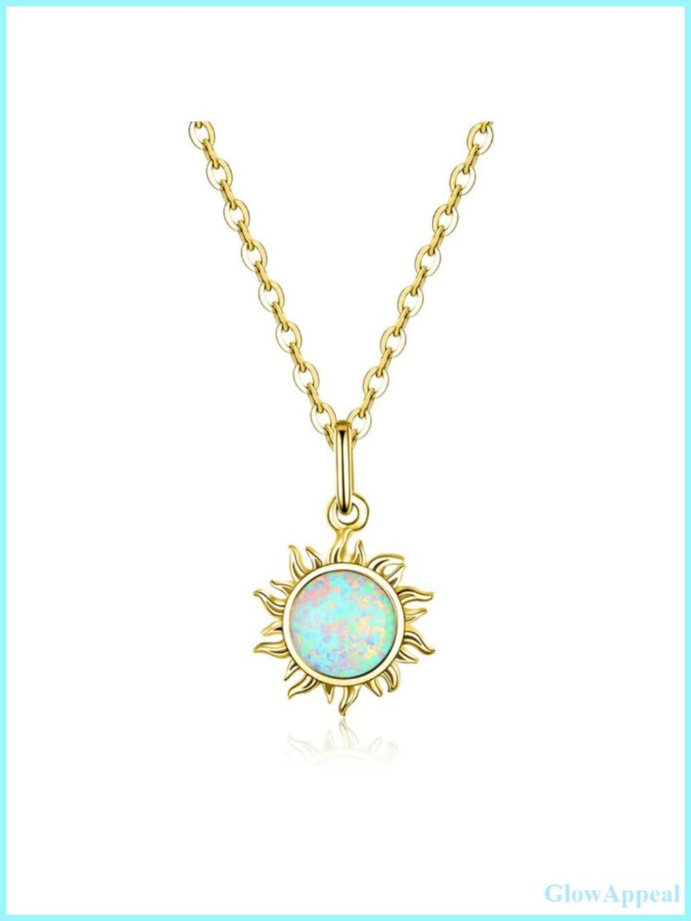 14K Gold Sunflower Opal Necklace Dainty Pendant Choker